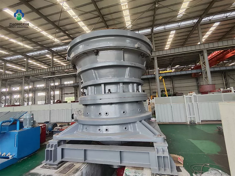 Gyratory cone crusher manufactured for primary crushing operations in mining and aggregate processing plants
