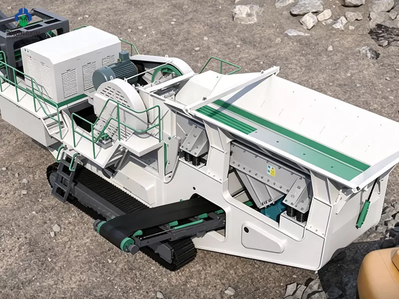 Planta de trituración móvil sobre orugas para trituración primaria de minerales y rocas