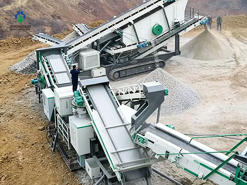 Planta de trituración de mandíbula sobre orugas instalada en línea de producción de áridos