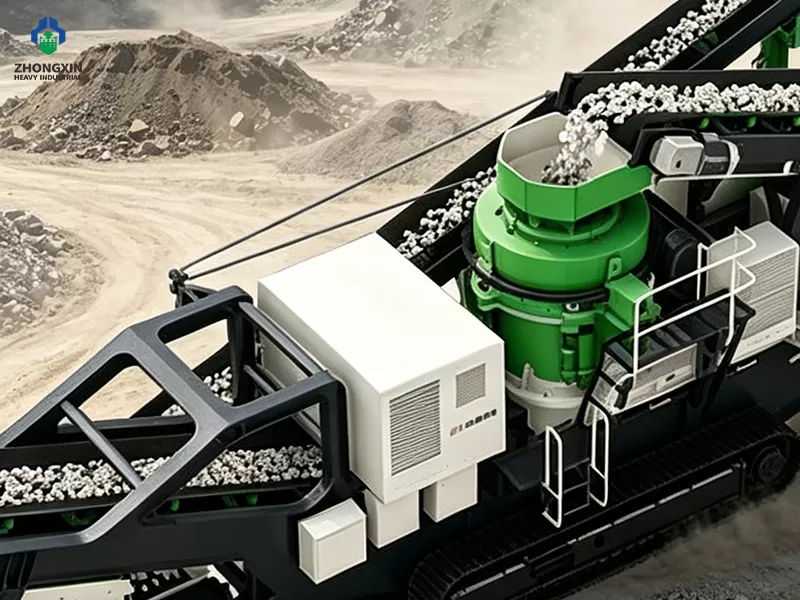 Planta móvil de trituración de cono sobre orugas en fábrica