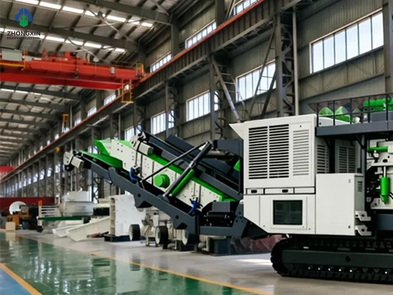 Criba vibratoria integrada en la planta de trituración sobre orugas