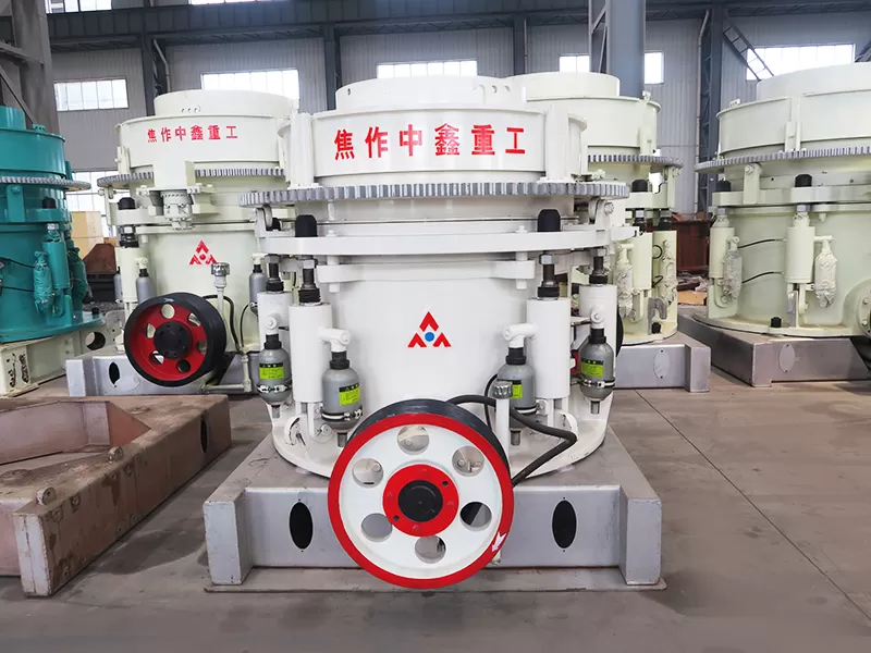 Classic red logo of Jiaozuo Zhongxin Heavy Industry on a multi-cylinder hydraulic cone crusher.jpg