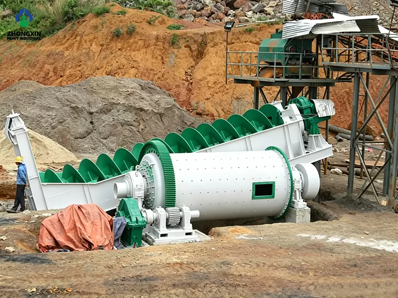 Clasificador espiral operando en circuito cerrado con molino de bolas