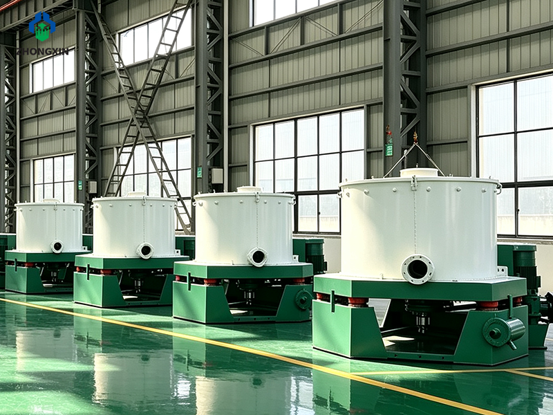 Separadores centrífugos de oro de alto G inspeccionados en la nave de producción industrial