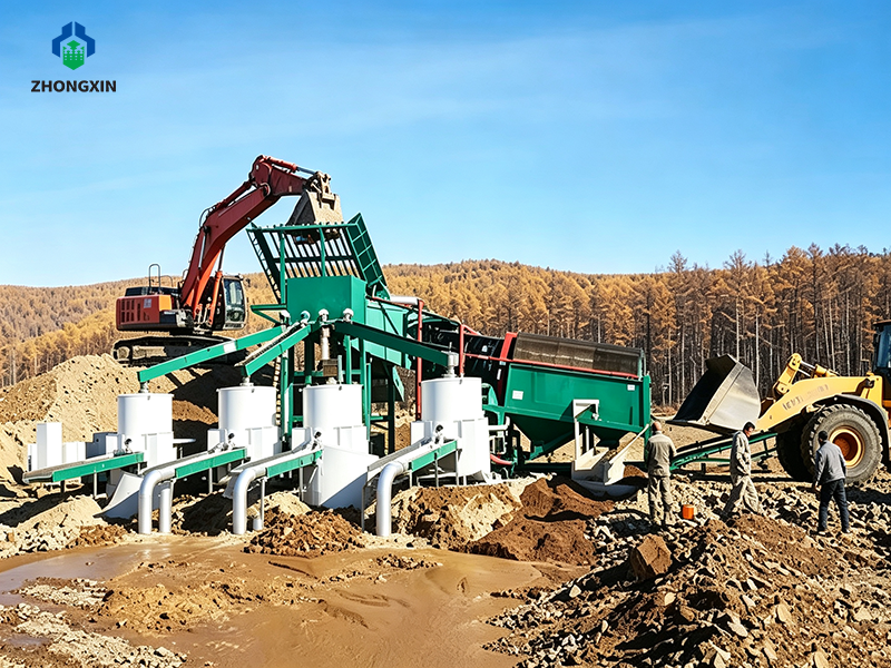 Planta móvil modular de lavado de oro aluvial equipada con concentrador centrífugo