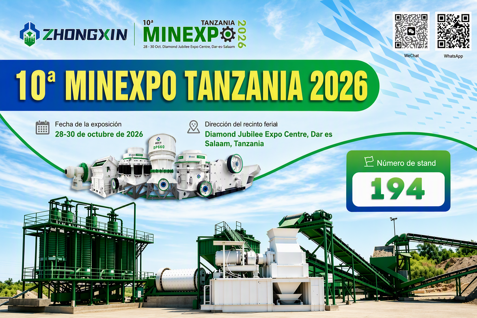 Zhongxin Heavy Industry en MINEXPO Tanzania 2026 - Maquinaria pesada y equipos de beneficio mineral en el Stand 194.png