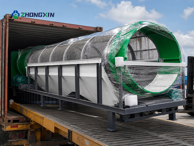 Criba Trommel Cargada para Transporte