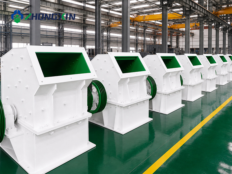 Trituradoras de martillos PC en línea de montaje dentro de la planta de fabricación