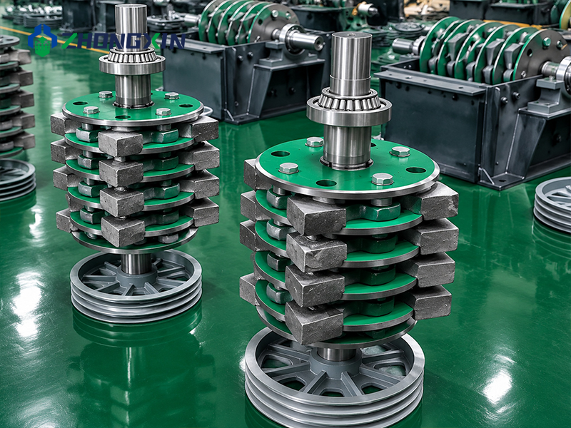 	Rotor con martillos de alto cromo de la trituradora PC, detalle de la pieza de desgaste
