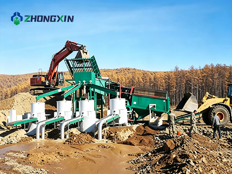 Planta móvil modular de lavado de oro aluvial equipada con concentrador centrífugo