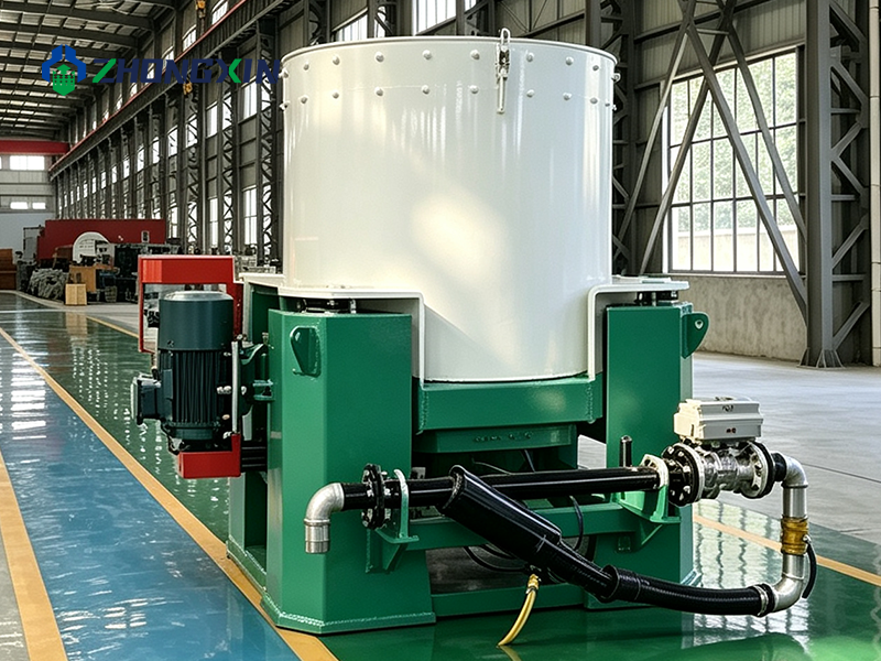 Centrifugadora industrial de alto rendimiento aislada sobre fondo blanco para separación sólido-líquido y deshidratación.