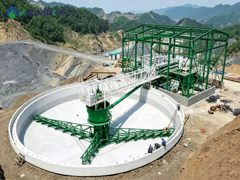 Espesador de minerales instalado en planta de procesamiento